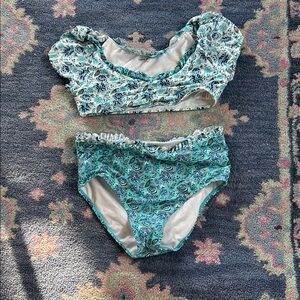 Floral Print Two-Piece Girls 12 Swimsuit